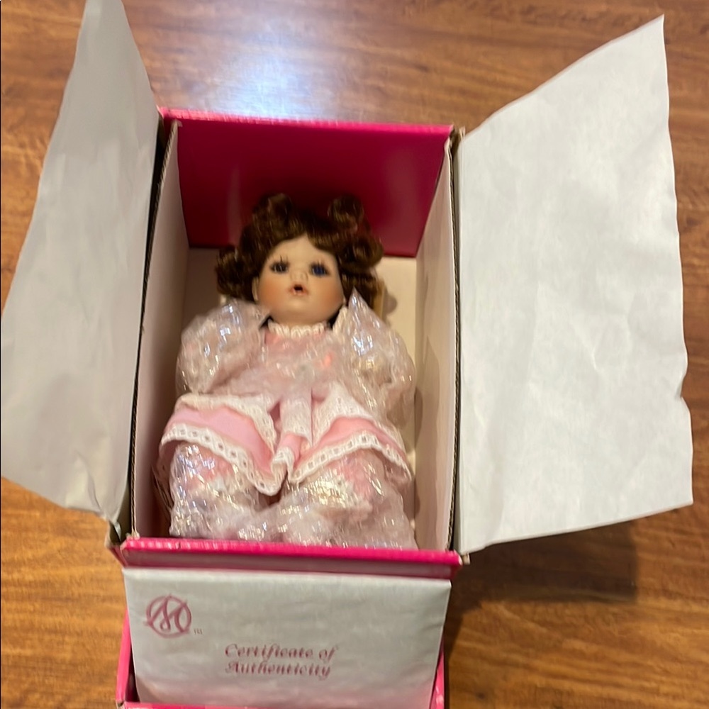 Marie Osmond-Porcelain Doll in Pink Dress
